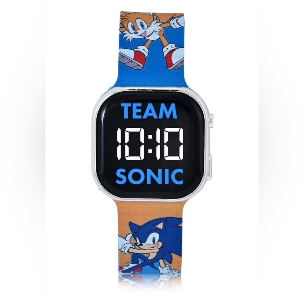 SonicUnisex Children's LED Watch with Square Case and Printed Silicone Strap